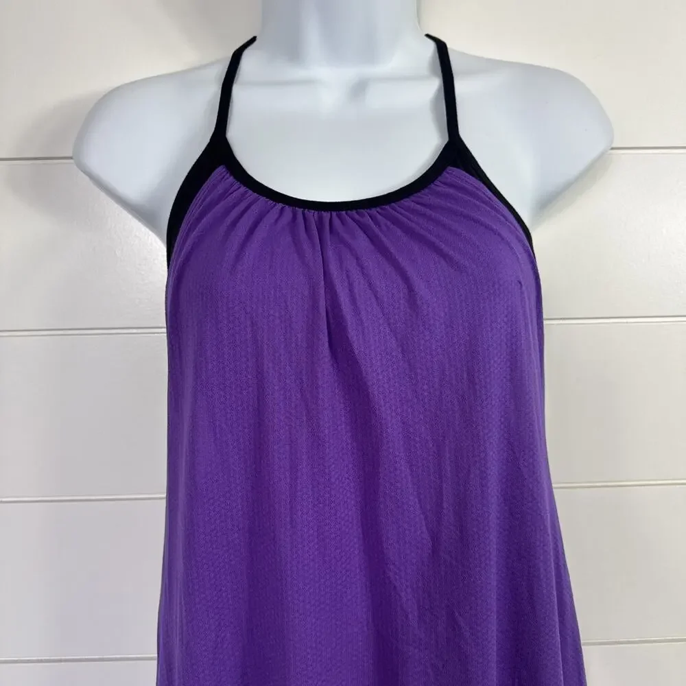 Lululemon No Limits Tank Top w/ Sport Bra Purple Black sz 4